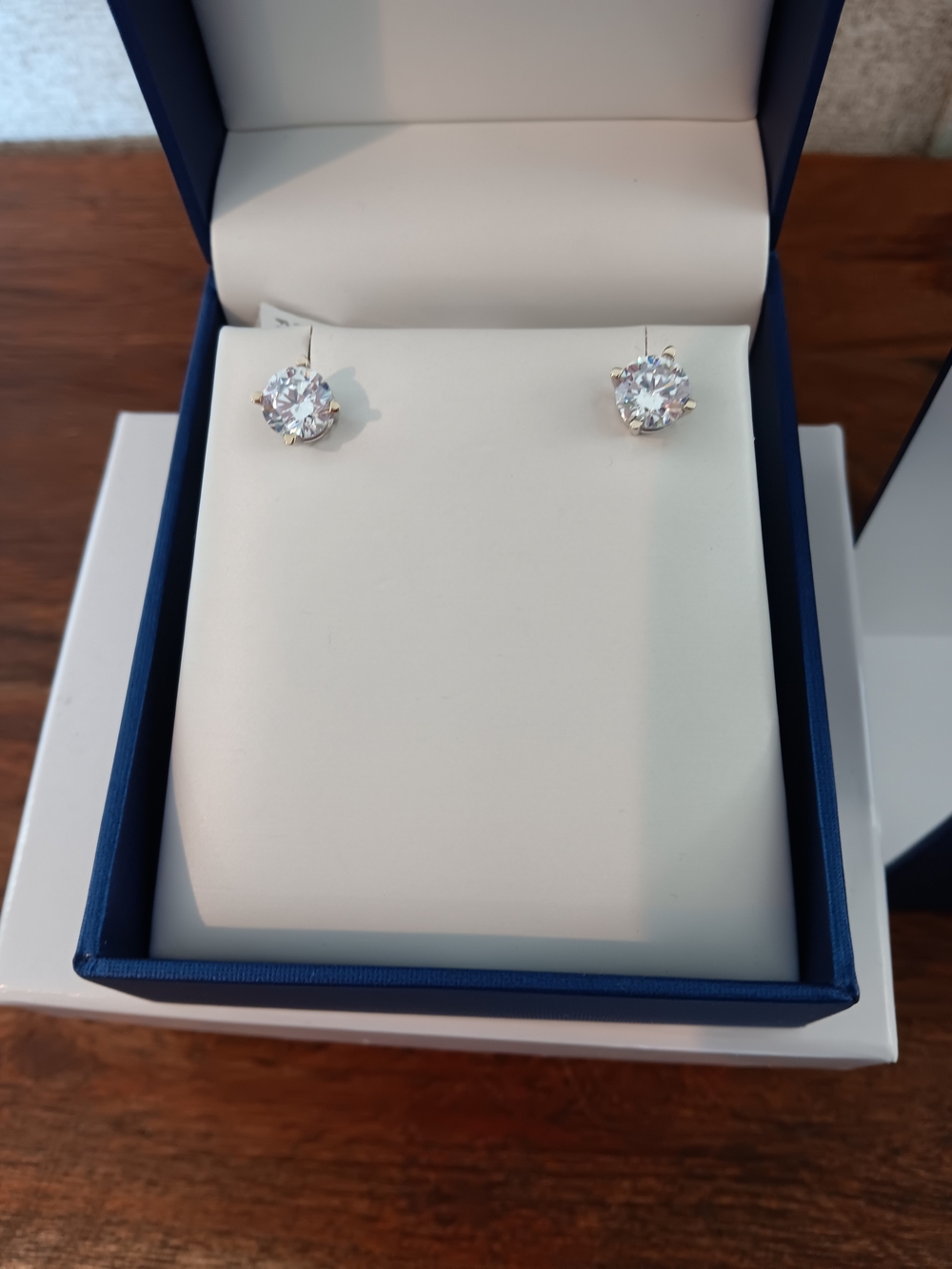 Agape Diamond-Classic 3ct White CZ Solitaire 14k Stud Earrings -